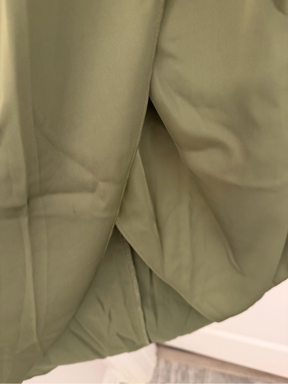 NWT Liena Olive Green Satin Midi Wrap Dress Size 10 - Picture 6 of 7